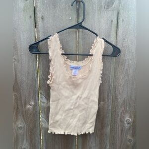 NWT Cotton Emporium ribbed tank top with a ruffle lettuce trim 90's y2K XS